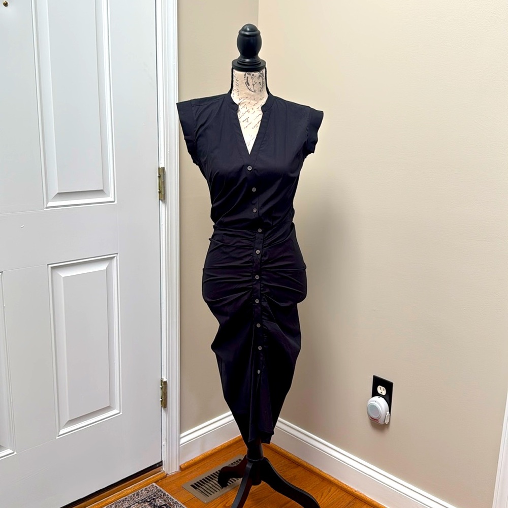 NWT Veronica Beard Stylish Black Ruched Dress - Picture 3 of 17